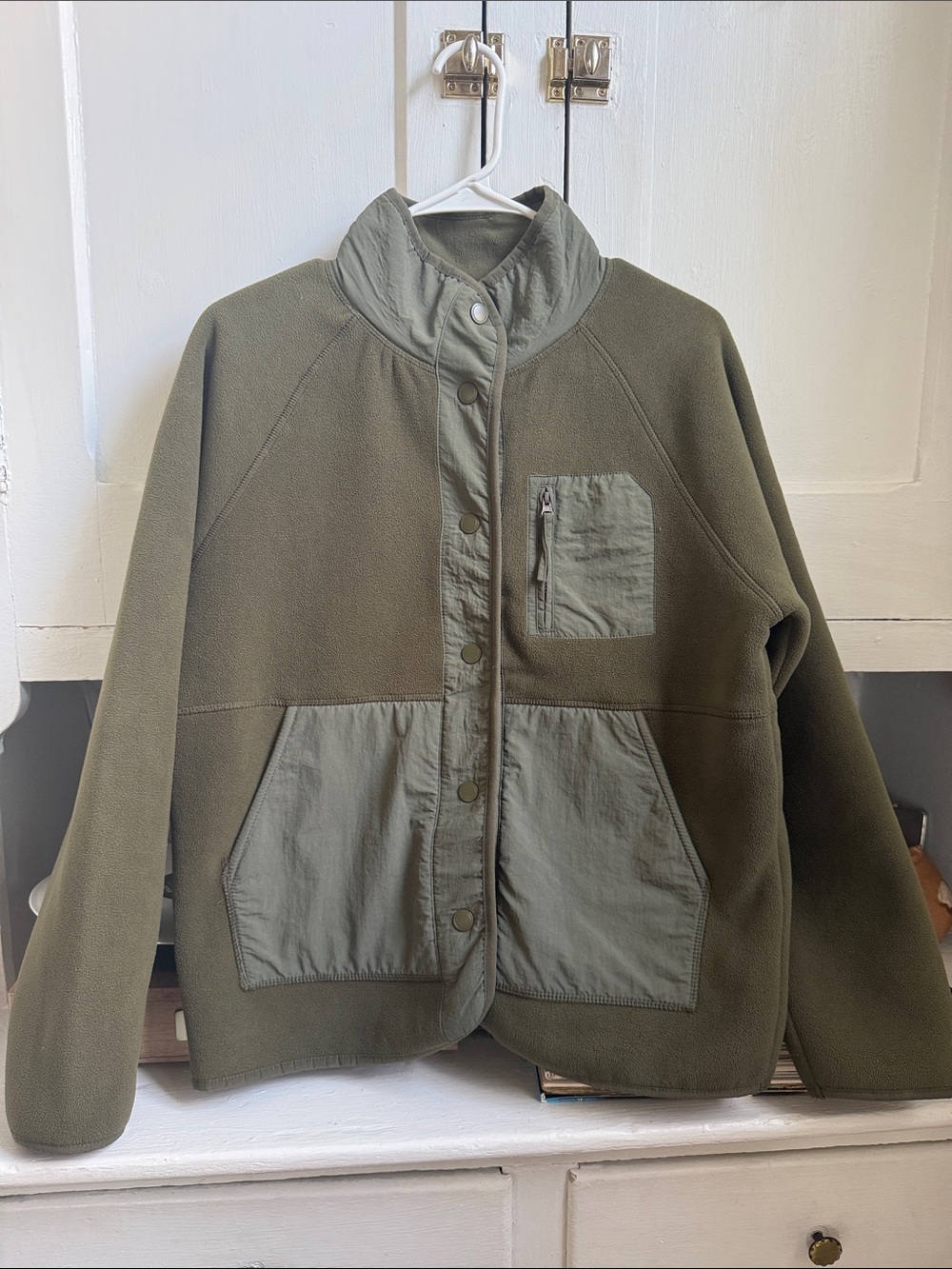 Olive Green Lightweight Fleece Jacket